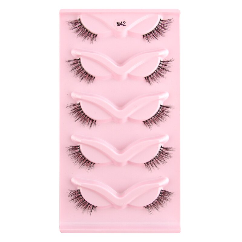 Half Lashes 3D Cat Eye Lashes Natural Look Fluffy Corner Eyelashes 3/5/10 Pairs Wispy Half False Eyelashes Faux Mink Makeup