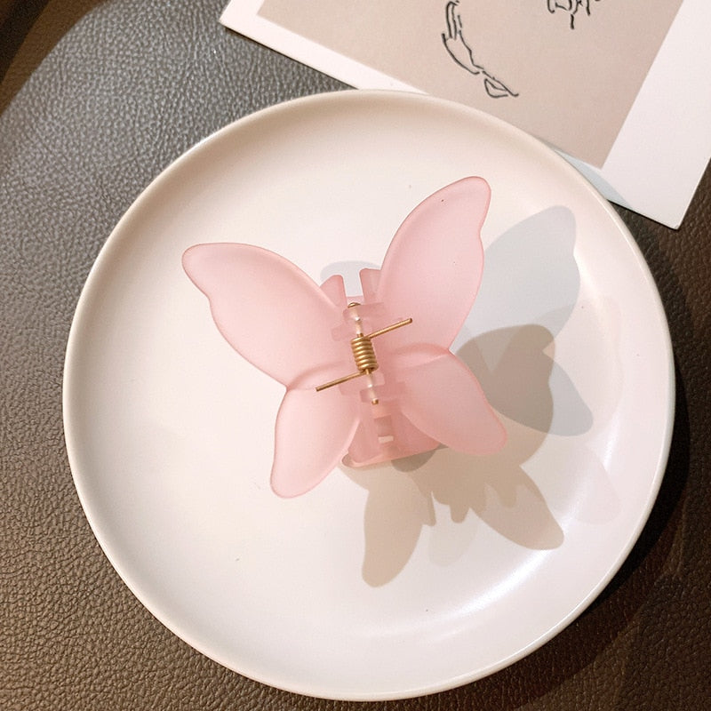 New Solid Matte Transparent Butterfly Hair Claws Clips Women Girls Elegant Decorate Hairpins Headband Fashion Hair Accessories