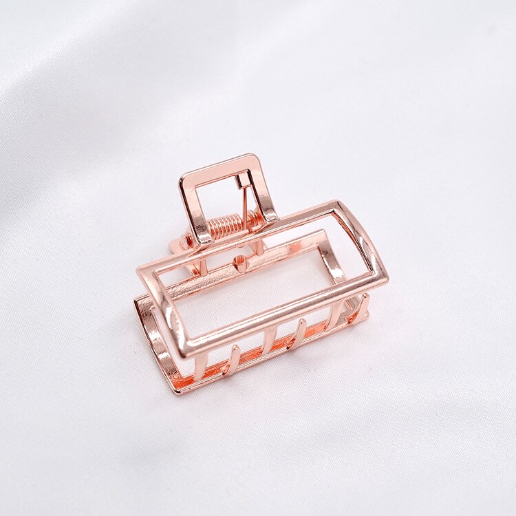 Women Girls Geometric Hair Claw Clamps Metal Hair Crab Moon Shape Hair Claw Clip Solid Color Hairpin Large Size Hair Accessories