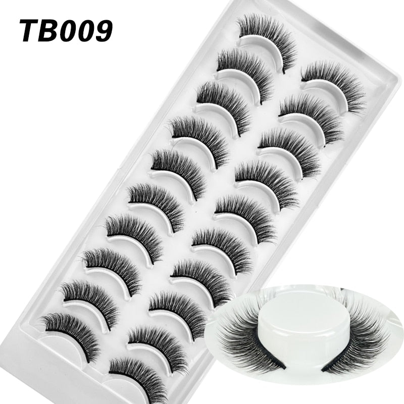 10 Pairs Natural 3d Faux Mink False Eyelashes