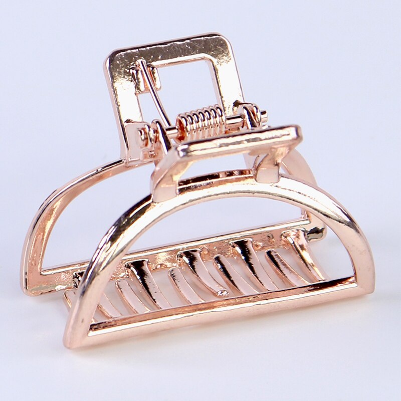 Women Girls Geometric Hair Claw Clamps Metal Hair Crab Moon Shape Hair Claw Clip Solid Color Hairpin Large Size Hair Accessories