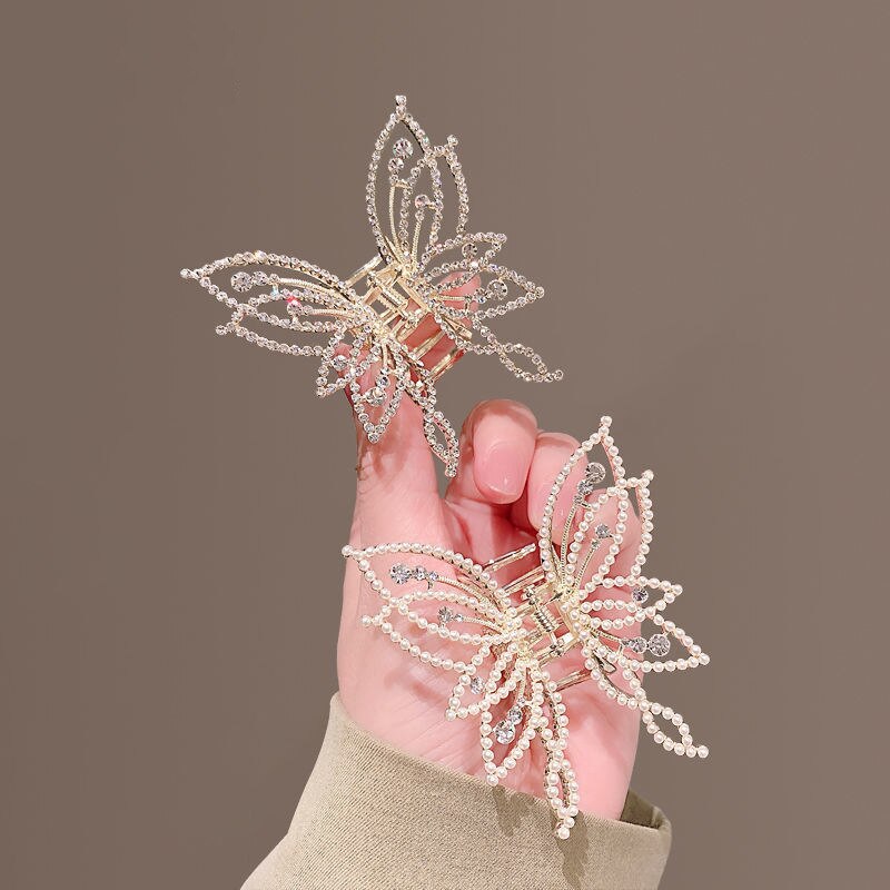 Golden Butterfly Women Hair Claws Luxury Hair Clips For Girl Crab Large Size Korean Barrette Headwear Hair Styling Accessories
