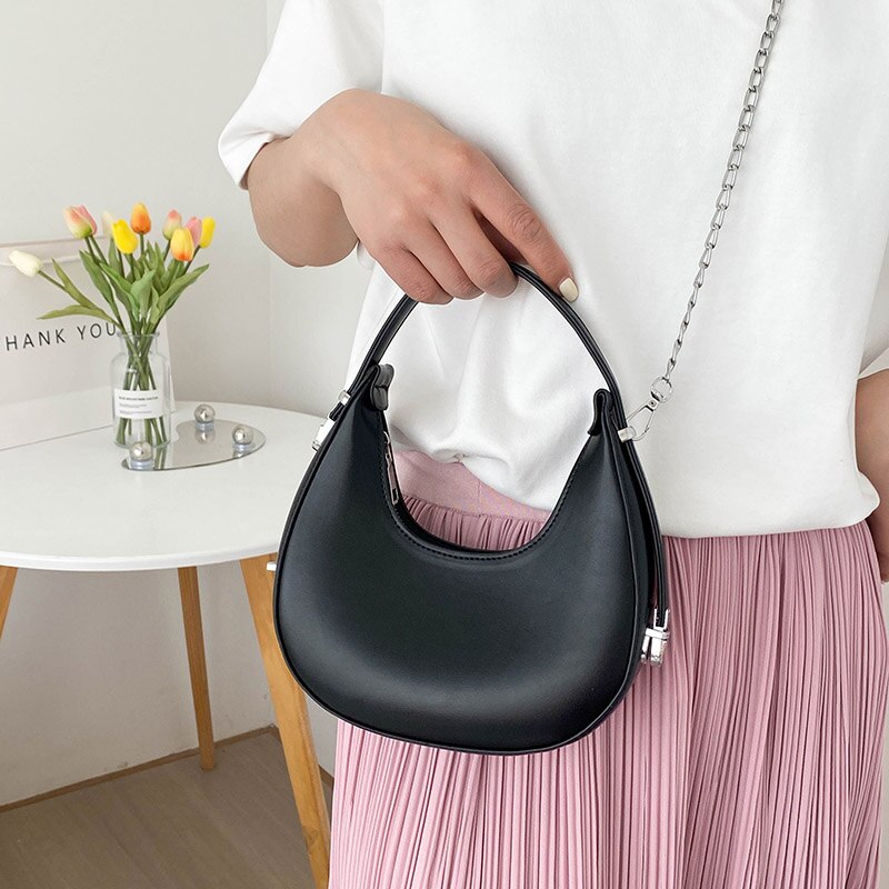 Woman Hobo Bag Luxury Design 2022 New Fashion Handbag Leather Armpit Bag Small Shoulder Bags Female Chain Crossbody Bags Purses