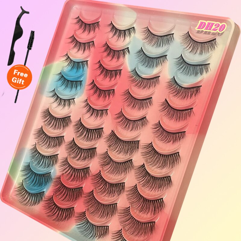 20Pairs 3D Mink Lashes Fluffy Soft Natural Reusable Eyelash Thick, Lightweight, Comfortable, Natural Look And Shape