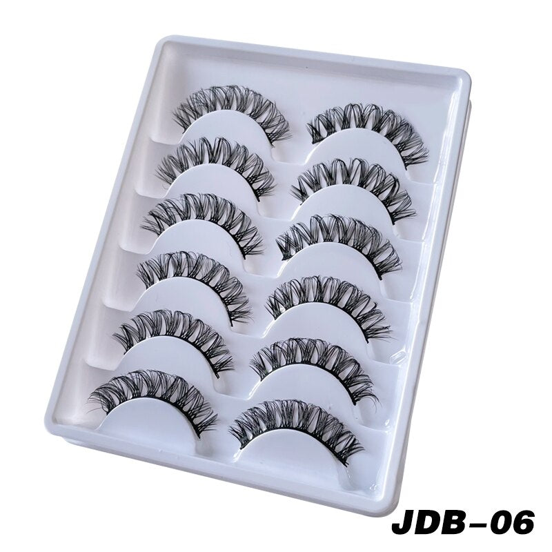 Russian Strip Lashes 6/10 Pairs Fluffy Mink Lashes 3D False Eyelashes Russian Eyelash DD Curl Fake Eye Lash Makeup