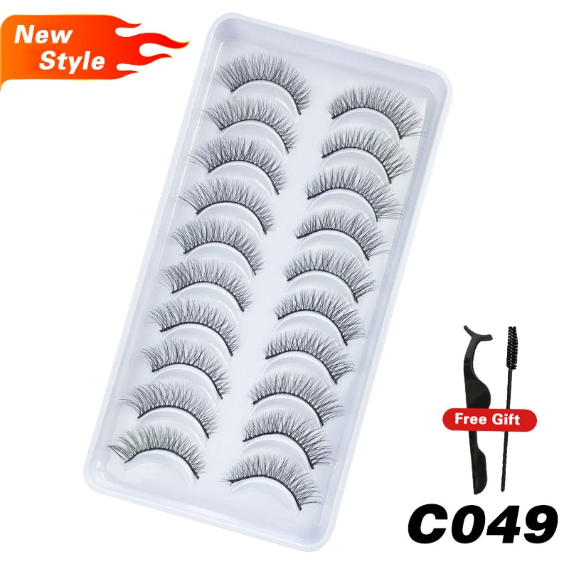 6 / 10 pairs Natural Short Eyelashes 3D Mink Lashes ExtensionsThick, Lightweight, Comfortable, Natural Look And Shape