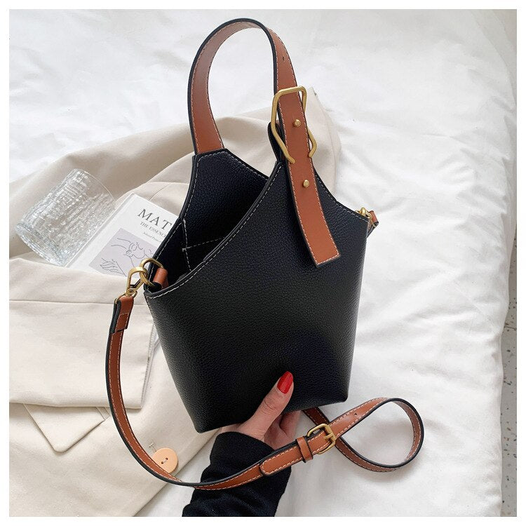 Retro Fashion Female Bags Casual Crossbody Bags Mini Handheld Bucket Bag Simple Temperament Single Shoulder Bag Female