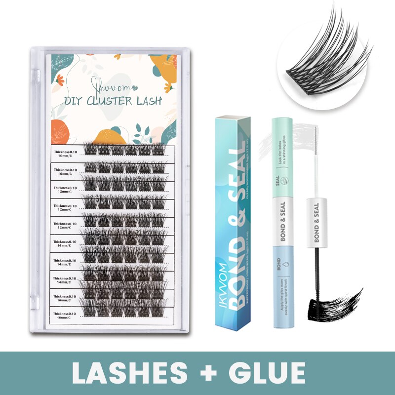 ETVITE Cluster Lashes DIY Eyelash Extension Lash Bond and Seal for Cluster Lashes 60pcs Mix Lengths Volume Comfortable