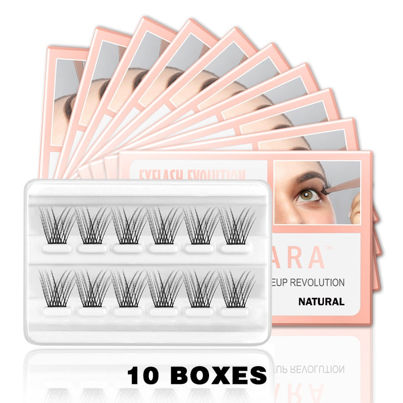 DIY Eyelash Extension Kit With 3D Volume 12/14mm Lash Clusters Individual Lashes Coating Remover Tweezers Eyelash Glue