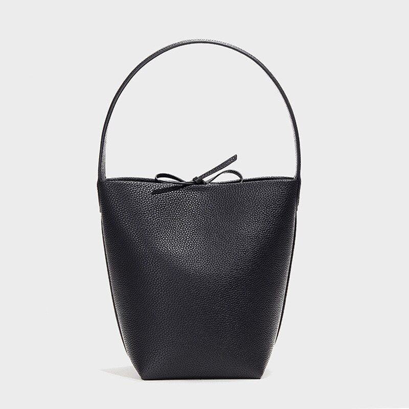 MS Fashion Bag Women Simple Cowhide Bucket Bag Oversize Lady Handbag Shoulder Luxury Togo Leather Bucket Bags Spring New 2023