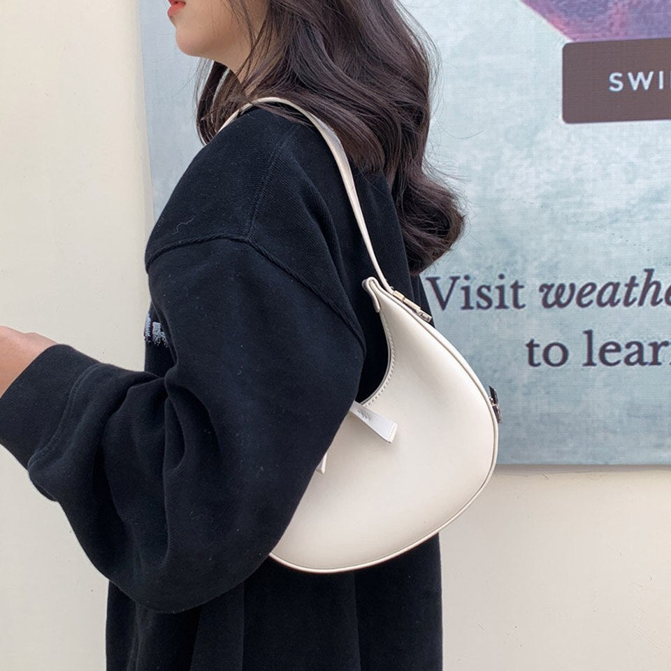 Trendy High Quality Luxury Brand Design Autumn Women's One Shoulder Crescent Bag Small