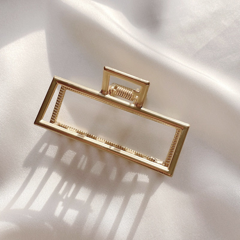 Fashion Gold Color Hollow Geometric Hair Clips Metal Hair Claw Cross Hairclip Headband Hairpin Hair Crab Women Hair Accessories