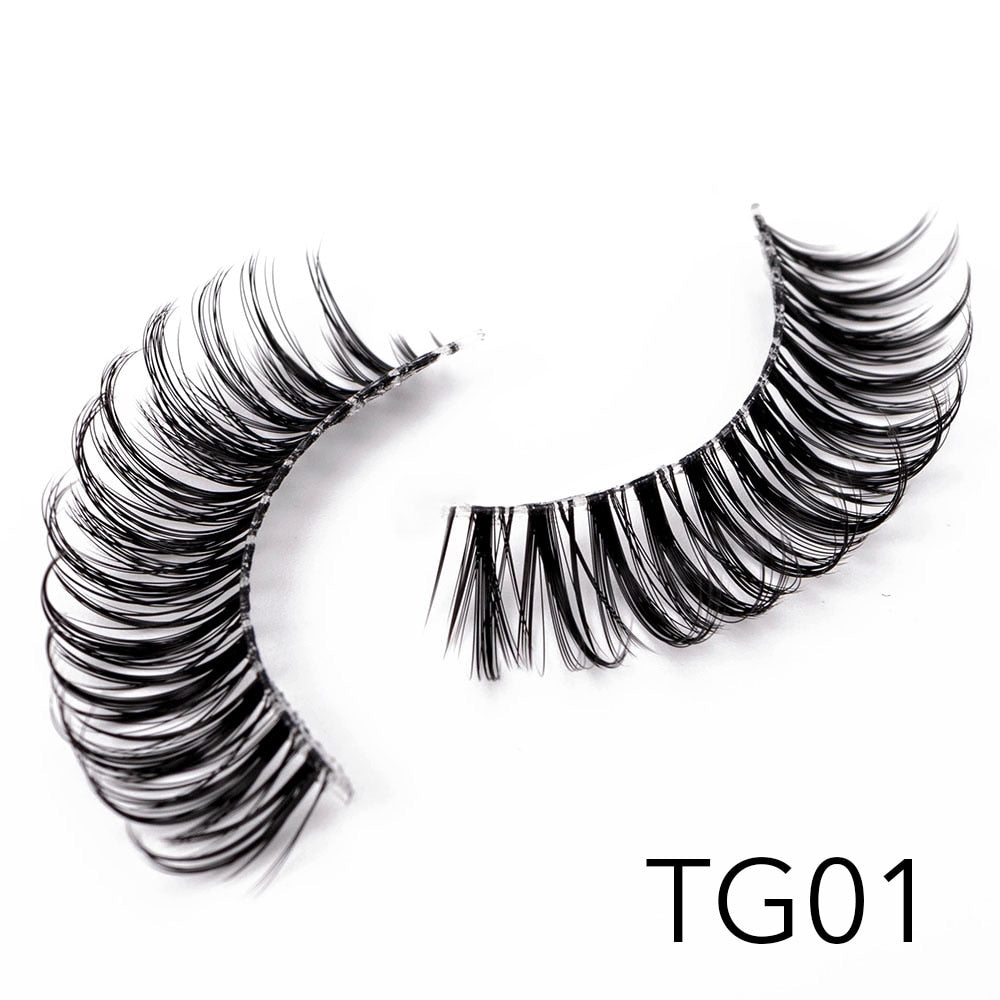 1/5Pairs Long Transparent band vegan eyelash curl Russian eyelashes clear