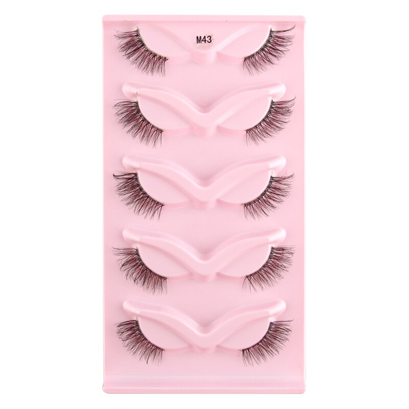 Half Lashes 3D Cat Eye Lashes Natural Look Fluffy Corner Eyelashes 3/5/10 Pairs Wispy Half False Eyelashes Faux Mink Makeup