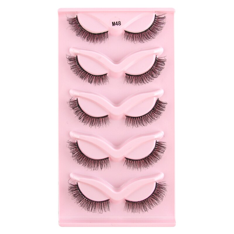 Half Lashes 3D Cat Eye Lashes Natural Look Fluffy Corner Eyelashes 3/5/10 Pairs Wispy Half False Eyelashes Faux Mink Makeup
