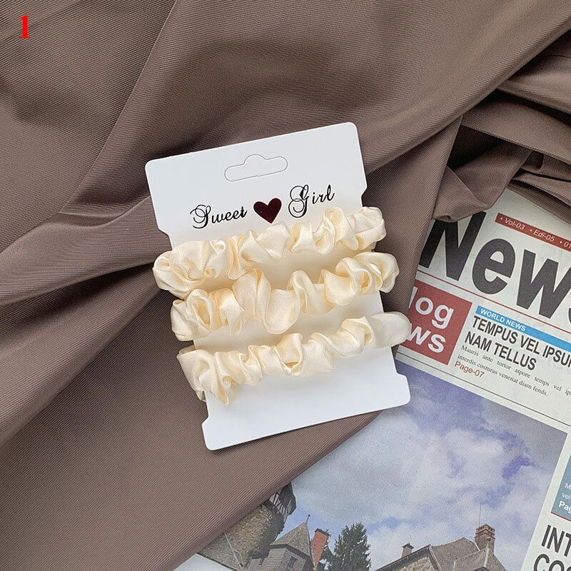 Women Girls Silky Satin Hair Scrunchies Solid Stretch Elastic Hair Tie Simple Elegant Rubber Band Ponytail Tie Wholesale