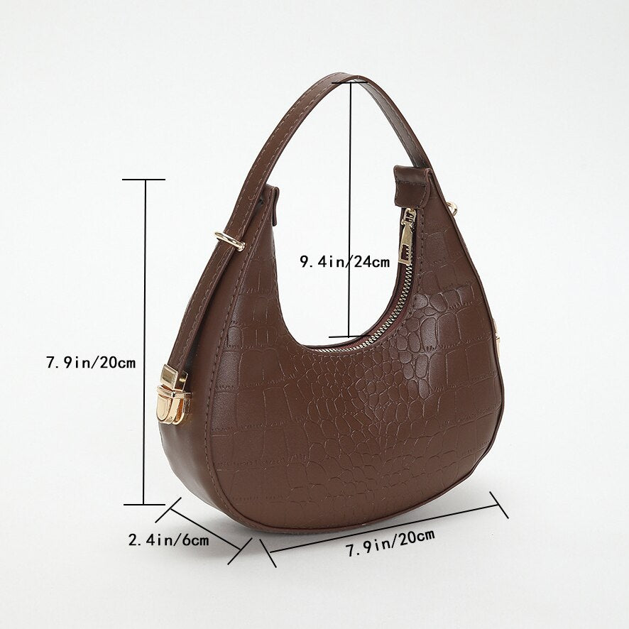PU Leather Women Luxury Designer Handbag Purses 2023 Fashion Vintage Double Zipper Half Moon Crescent Hobos Shoulder Bags
