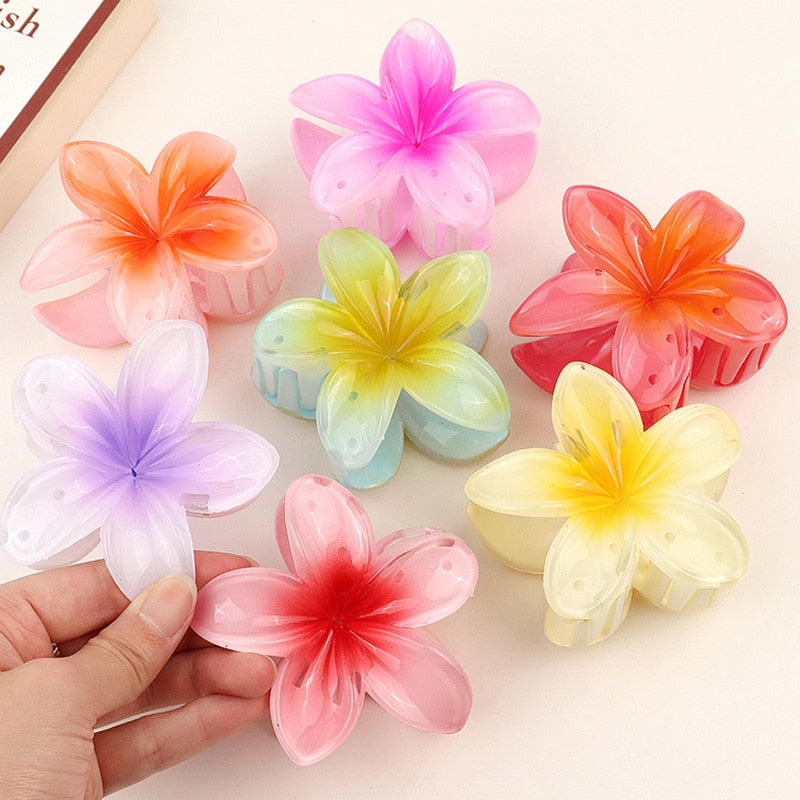 Fashion Women Beach Vacation Bohemia Egg Flower Hair Clips Flower Large Hair Claw Hairpin Women Girls Accessories