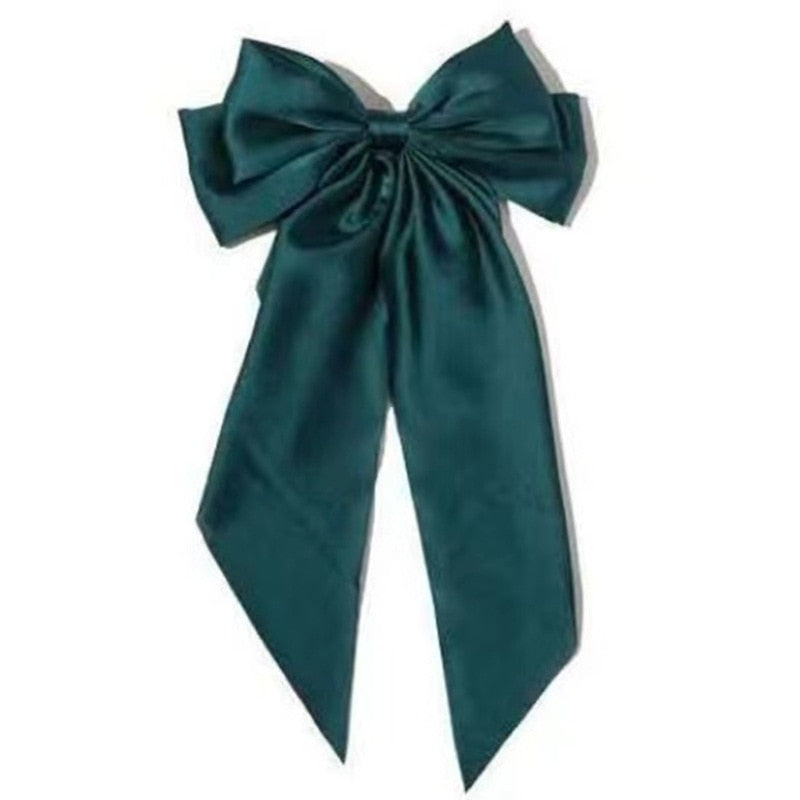 Women Large Bow Hairpin Summer Chiffon Big Bowknot Stain Bow Barrettes Women Solid Color Ponytail Clip Hair Accessories