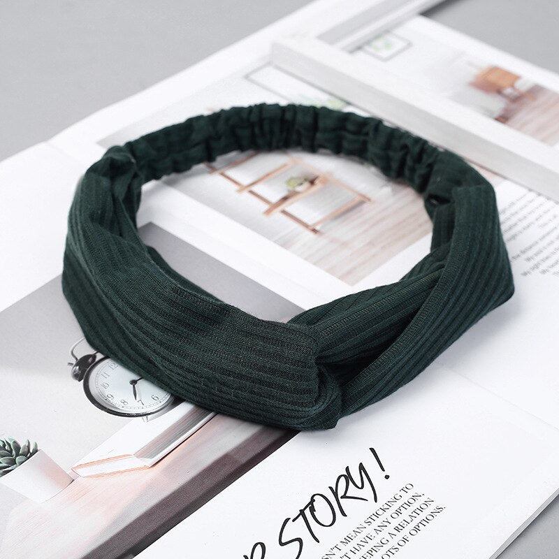 Solid Color Headband for Women Men Yoga Knitting Elastic Hair Bands Turban Makeup Hair Hoop Vintage Headwrap Accessories
