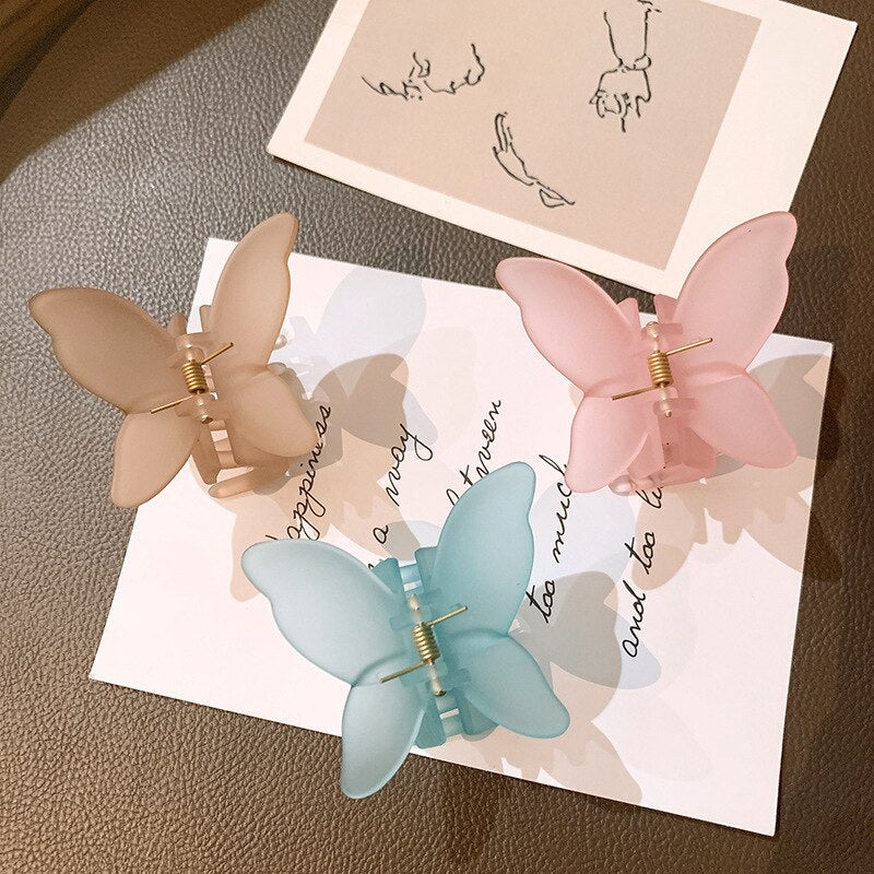 New Solid Matte Transparent Butterfly Hair Claws Clips Women Girls Elegant Decorate Hairpins Headband Fashion Hair Accessories