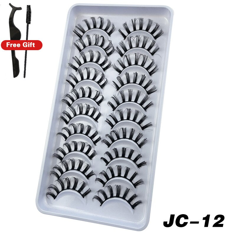 Russian Strip Lashes 6/10 Pairs Fluffy Mink Lashes 3D False Eyelashes Russian Eyelash DD Curl Fake Eye Lash Makeup