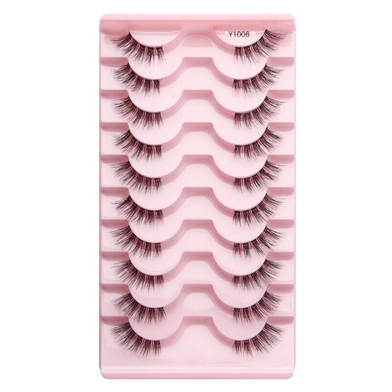 Half Lashes 3D Cat Eye Lashes Natural Look Fluffy Corner Eyelashes 3/5/10 Pairs Wispy Half False Eyelashes Faux Mink Makeup