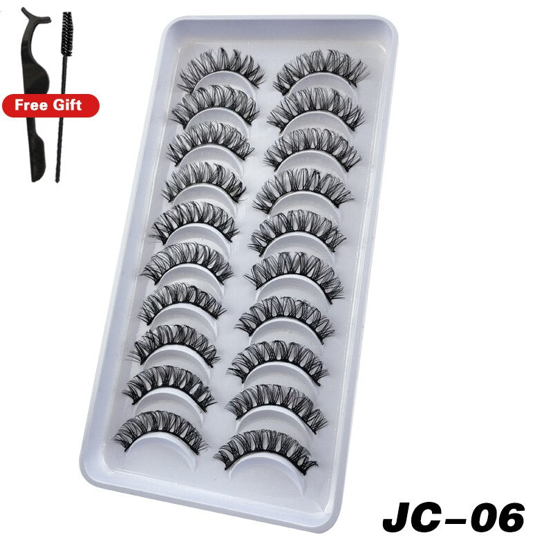 Russian Strip Lashes 6/10 Pairs Fluffy Mink Lashes 3D False Eyelashes Russian Eyelash DD Curl Fake Eye Lash Makeup