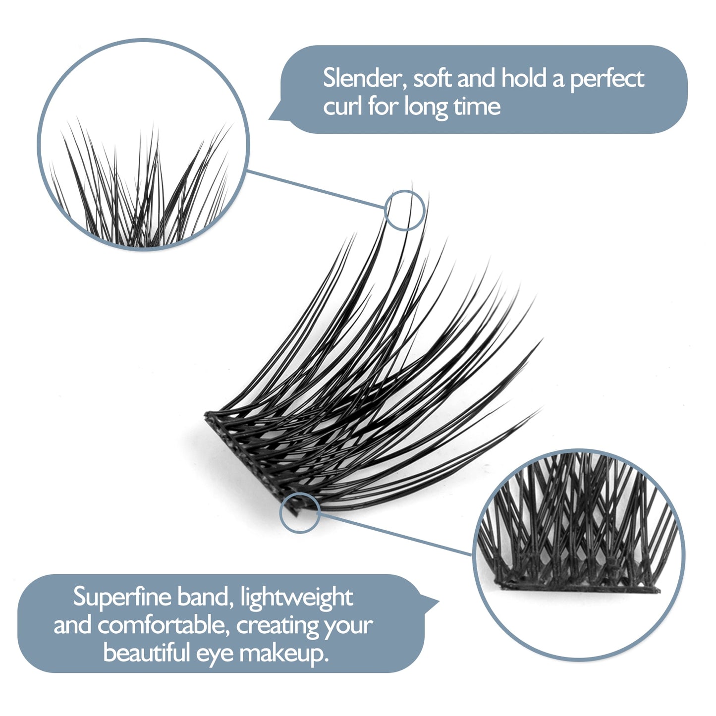 ETVITE Cluster Lashes DIY Eyelash Extension Lash Bond and Seal for Cluster Lashes 60pcs Mix Lengths Volume Comfortable