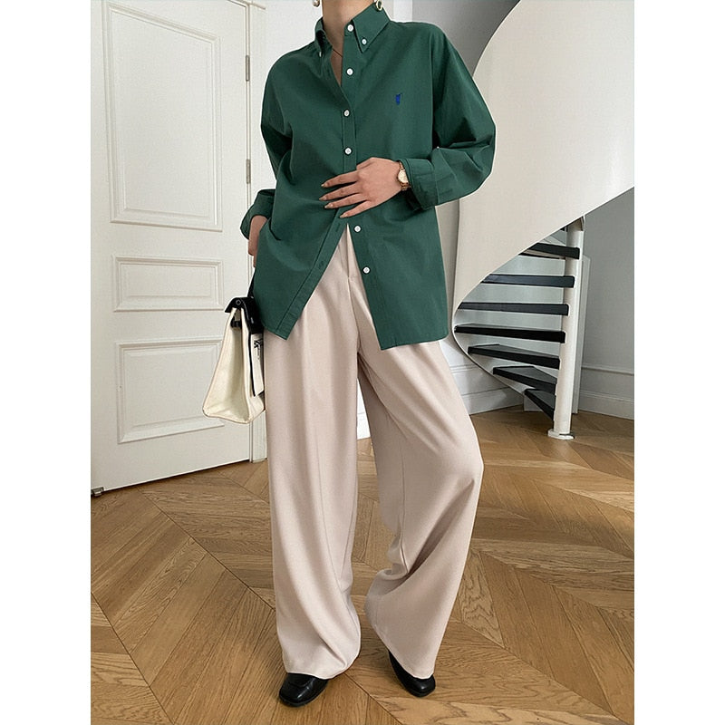 French original embroidery shirt loose design commuting 2023 early spring new style tops