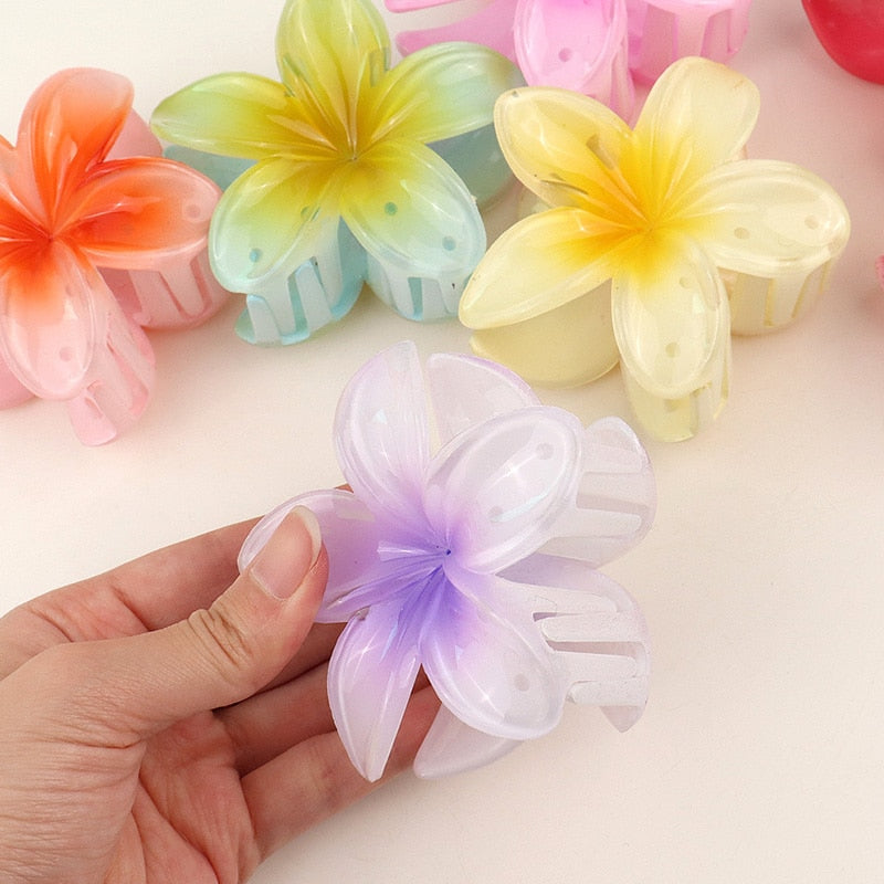 Fashion Women Beach Vacation Bohemia Egg Flower Hair Clips Flower Large Hair Claw Hairpin Women Girls Accessories