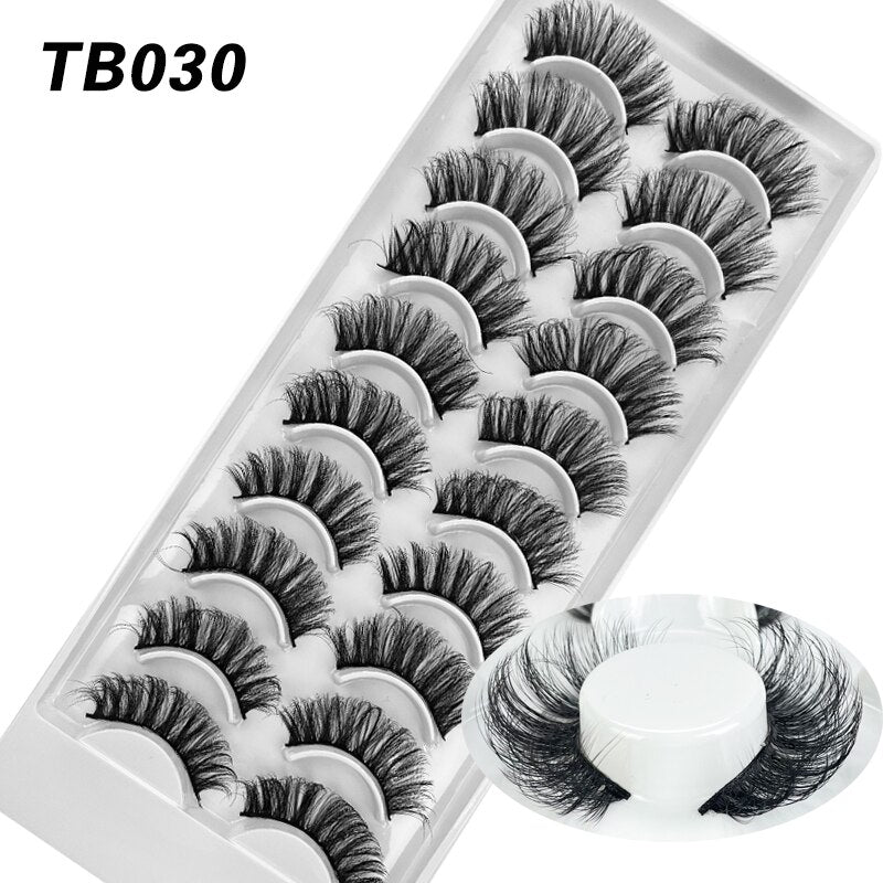 10 Pairs Natural 3d Faux Mink False Eyelashes
