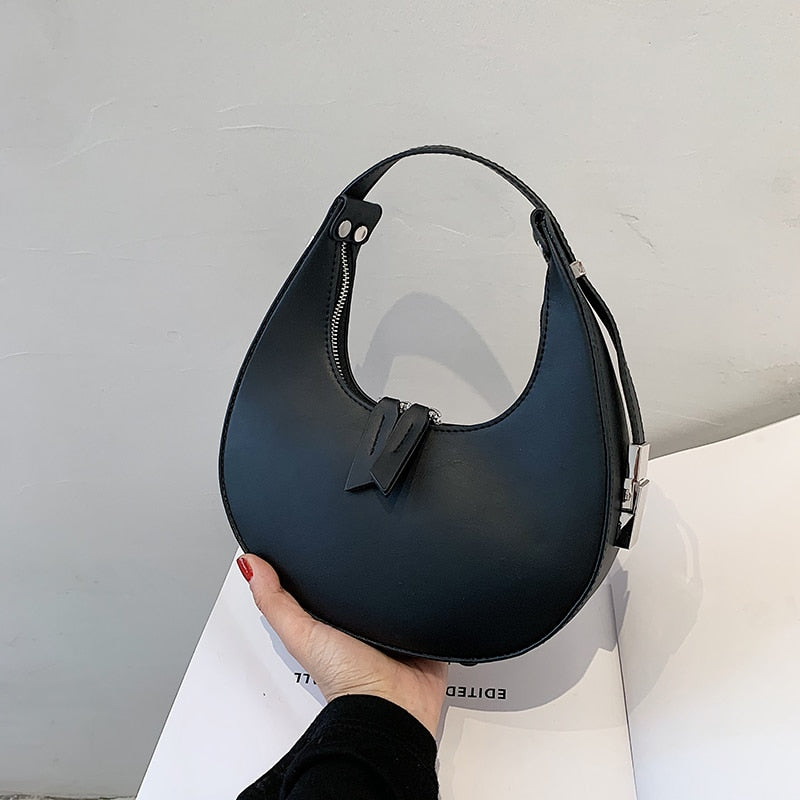 Petscog Luxury Handbags Vintage Leather Clutch Bag Half Moon Underarm Shoulder Bags For Women Handle Bag Bolsa Feminina