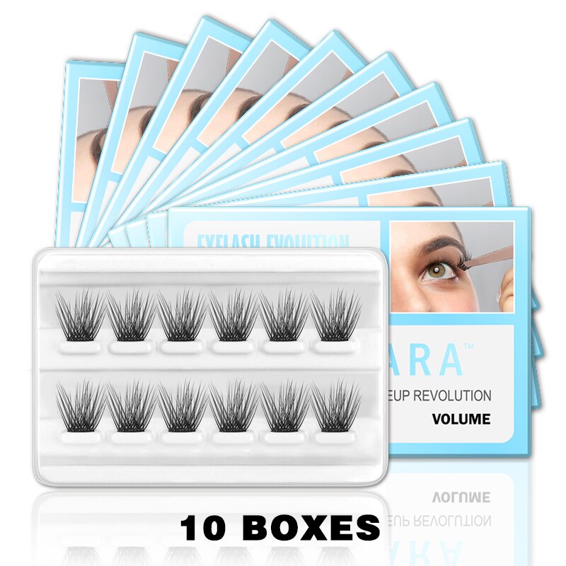 DIY Eyelash Extension Kit With 3D Volume 12/14mm Lash Clusters Individual Lashes Coating Remover Tweezers Eyelash Glue