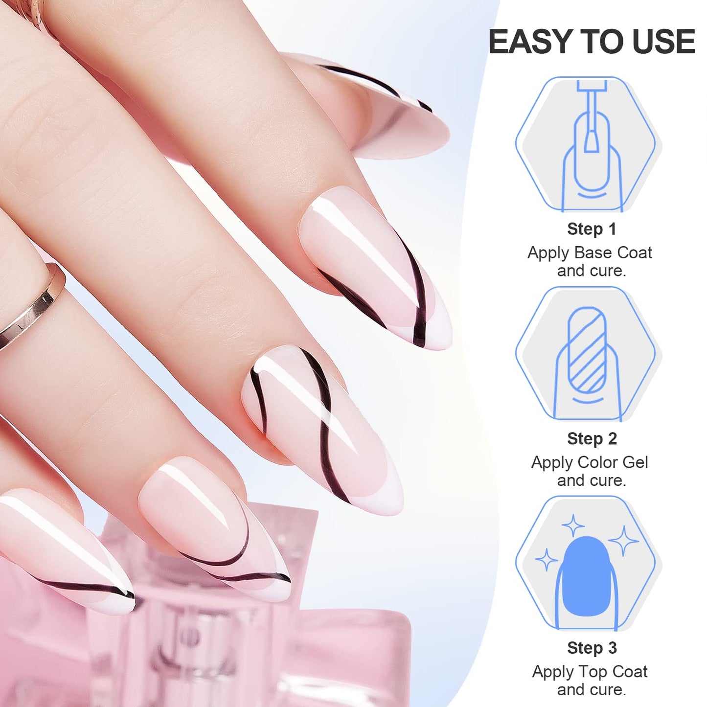 Black White Nail Gel Polish Kit Holographic Gel Polish Set Soak Off UV LED Gel Varnish Manicure Nail Art.