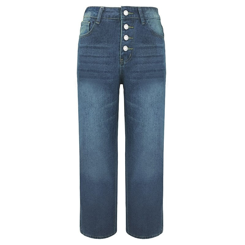 Women's Jeans 2021 High Waist Mom Wide Leg Pants New fashion vintage Blue Straight Pants Oversize Overalls Loose Ladies Pants.