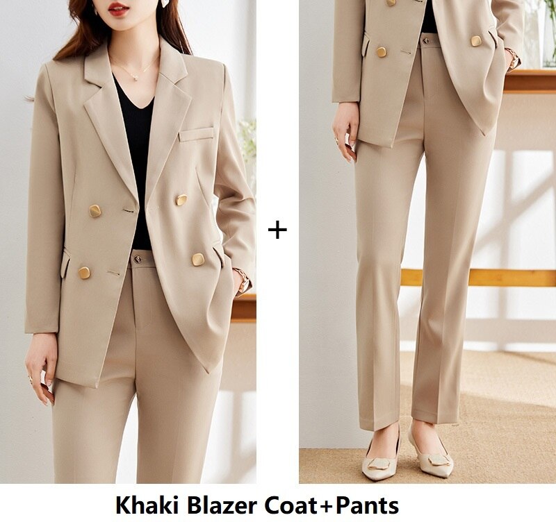 Spring Summer Formal Professional Women Business Suits with Pants and Jackets Coat Style Elegant Blazers Pantsuits S-4XL