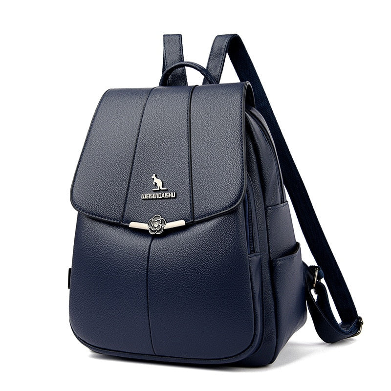 Women's Backpack Soft Leather Casual Lightweight One-Shoulder Travel Bag Fashion School Bag