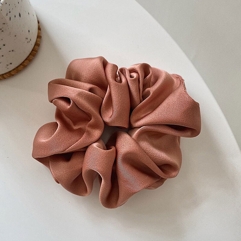 Women Girls Silky Satin Hair Scrunchies Solid Stretch Elastic Hair Tie Simple Elegant Rubber Band Ponytail Tie Wholesale