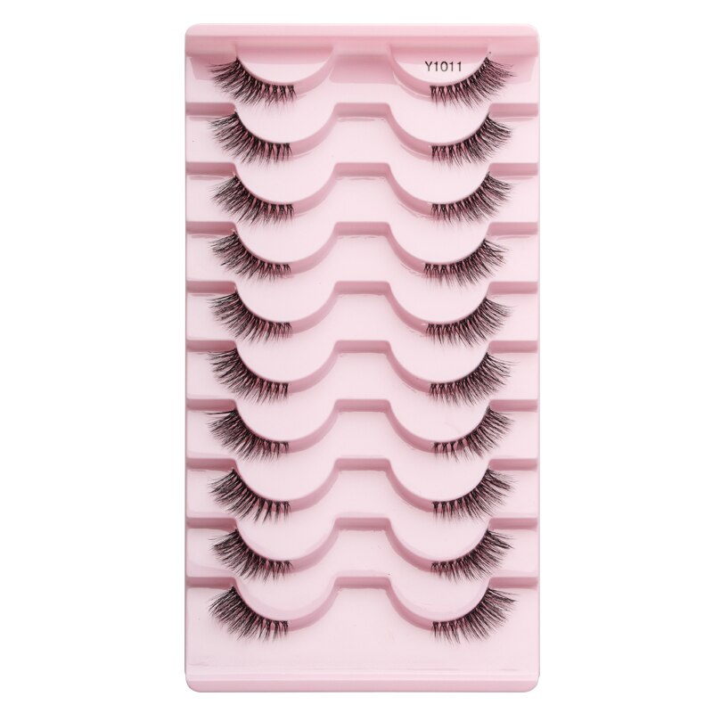 Half Lashes 3D Cat Eye Lashes Natural Look Fluffy Corner Eyelashes 3/5/10 Pairs Wispy Half False Eyelashes Faux Mink Makeup