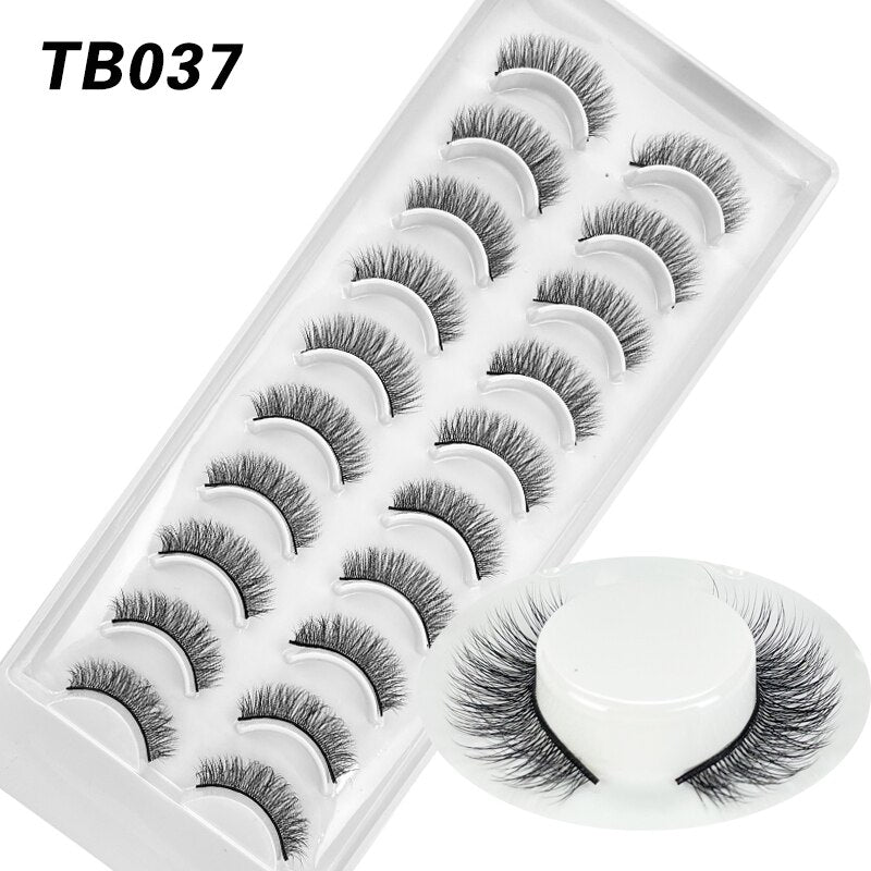 10 Pairs Natural 3d Faux Mink False Eyelashes
