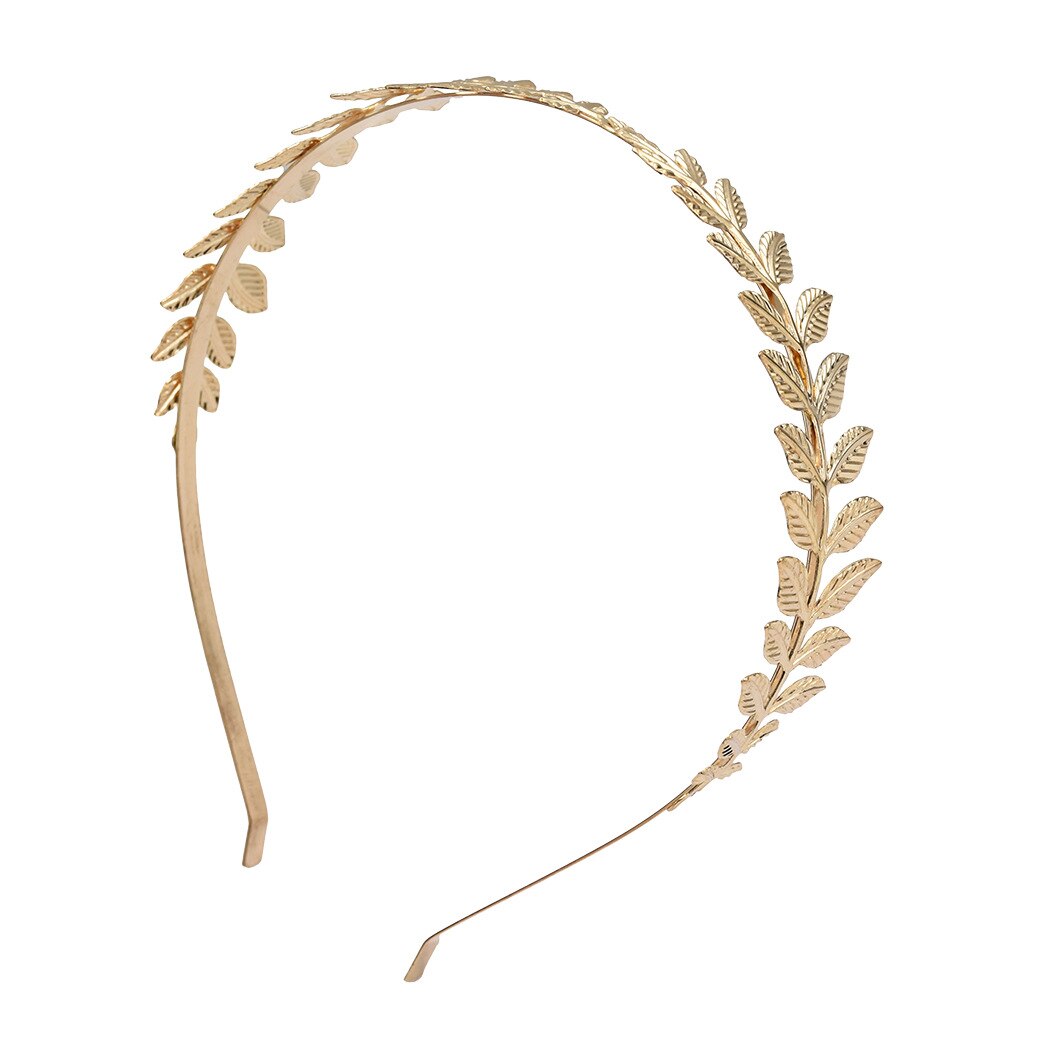 Fashion Golden Leaf Laurel Tiara Grecian Leaf Back Headwear Pearl Wedding Tiara Headband Hair Crown Bridal Hair Accessories