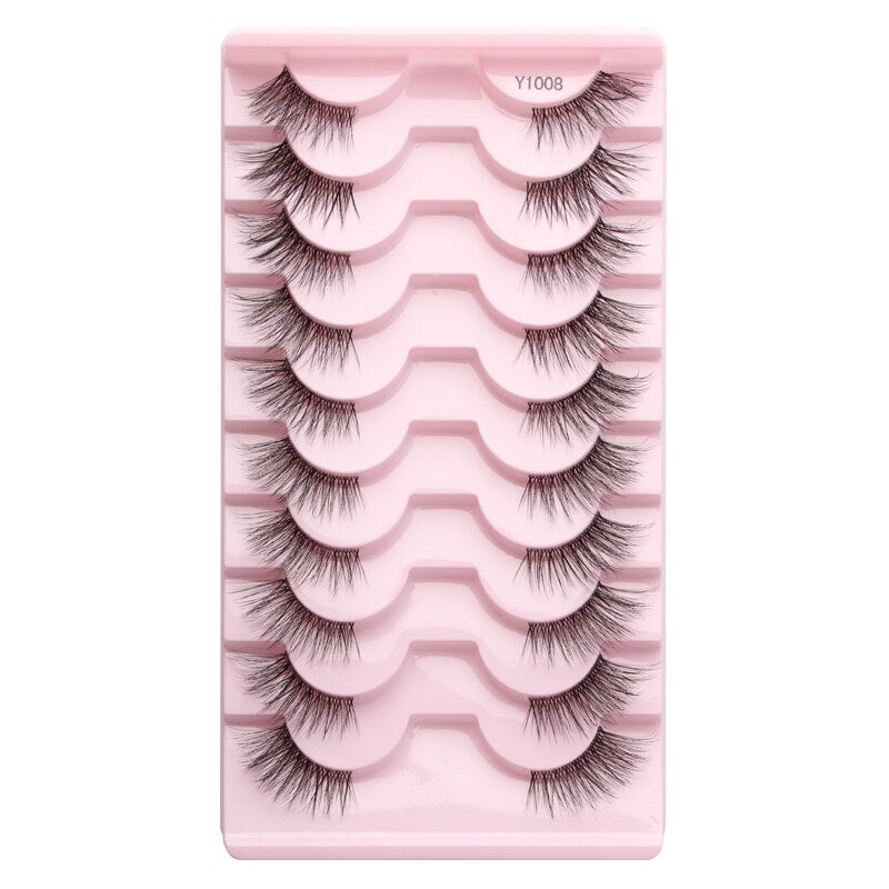 Half Lashes 3D Cat Eye Lashes Natural Look Fluffy Corner Eyelashes 3/5/10 Pairs Wispy Half False Eyelashes Faux Mink Makeup