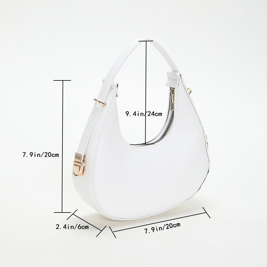 PU Leather Women Luxury Designer Handbag Purses 2023 Fashion Vintage Double Zipper Half Moon Crescent Hobos Shoulder Bags