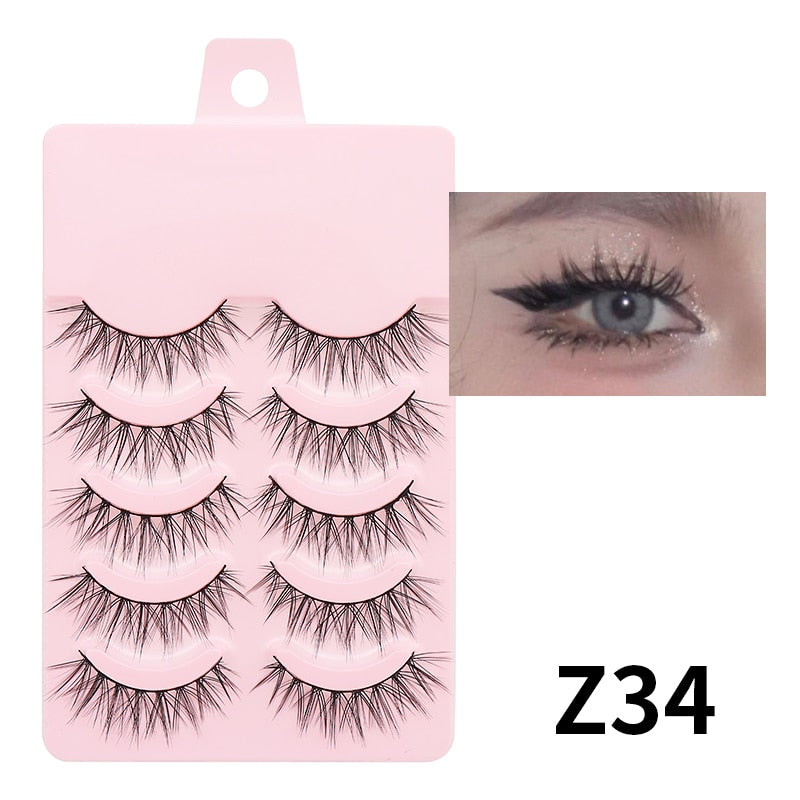 Natural 5 Pairs Professional Makeup Lashes Wispy False Eyelashes Korean Style Free shipping Cosplay Soft New Manga Beauty