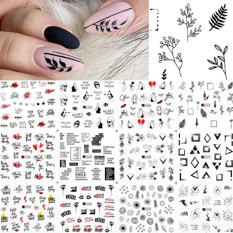 Patterns For Nail Art - Floral Aesthetic | Geometrical pattern | Figurine | Abstract art sheets pack of 12