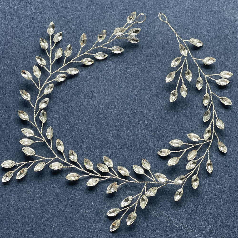 Wedding Headbands Rhinestone Hairbands for Bride Party Hair Accessories Simple Crystal Leaf Headwear