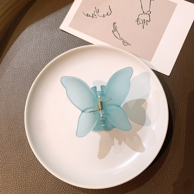 New Solid Matte Transparent Butterfly Hair Claws Clips Women Girls Elegant Decorate Hairpins Headband Fashion Hair Accessories