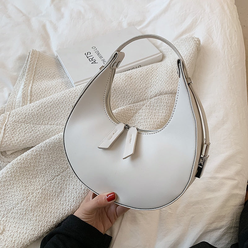 Petscog Luxury Handbags Vintage Leather Clutch Bag Half Moon Underarm Shoulder Bags For Women Handle Bag Bolsa Feminina