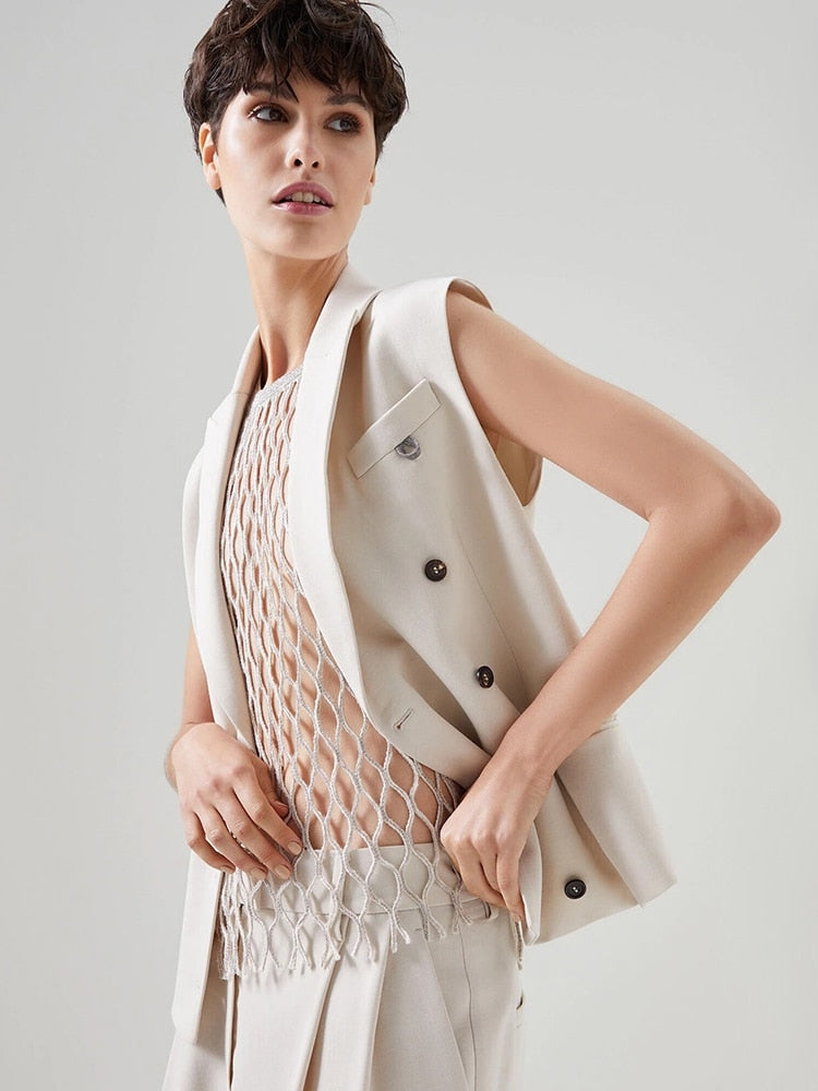 Women's Jacket white sleeveless
